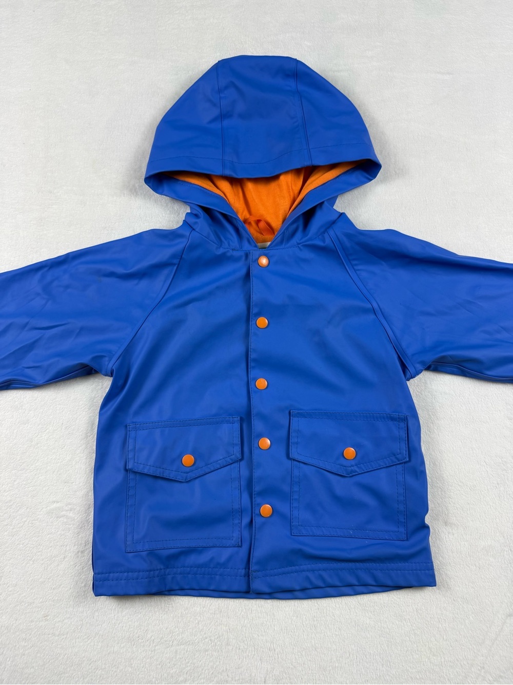 Oaki Hooded Rain Jacket Lined Rubber Rain Jacket Royal Blue Kids Boys 2T - Picture 2 of 8